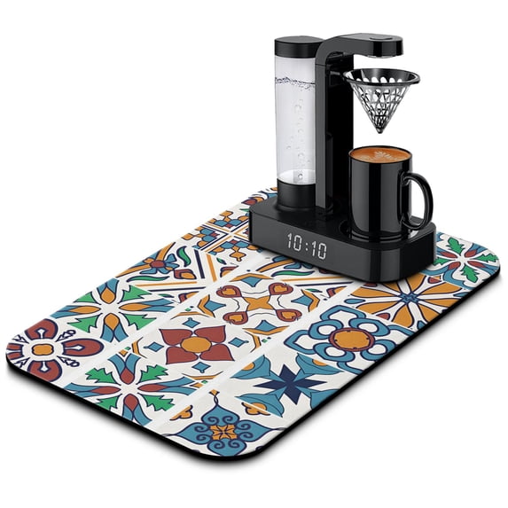 19.5x12in Mexican Coffee Drying Mat High Performance Diatom Mud Dish Pad Must have Kitchen Gadget for a Clean, Dry, Coffee Mat and Orderly Counter