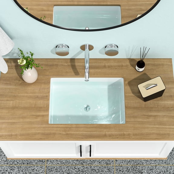 19.5x14 inch white ceramic undermount sink with overflow stain resistant for commercial bathrooms