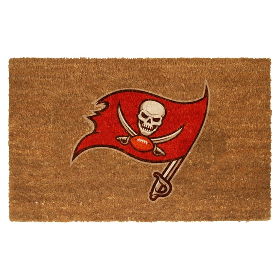 NFL Tampa Bay Buccaneers 19.5x29.5 Inch Coir Fiber Door Mat with Flocked Team Logo