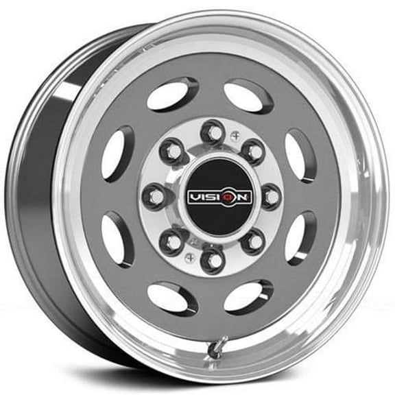 Vision Heavy Hauler 19.5x7.5 8x165.1 0et Gunmetal Machined Lip Wheel