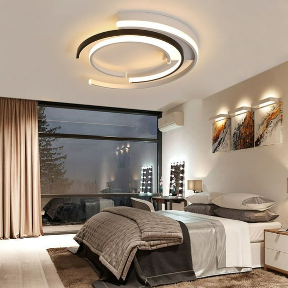19.6" 110V Modern LED Ceiling Light Bedroom Black + White Romantic Chandelier