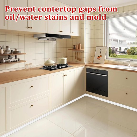 19.6 FT Peel and Stick Baseboard Molding Trim Flexible Quarter Round TPE Trim Molding Self-Adhesive Wall Base Moulding Trim for Floor Edges Wall Corner Staircase Cabinet Tub Edge