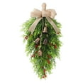 thumbnail image 1 of 19.6 Inch Christmas Teardrop Swag for Front Door, Norfolk Pine Garland with Iron Bells & Red Berries, Artificial Holiday Wreath for Indoor Outdoor Wall, Mantle, and Window Decor, 1 of 6