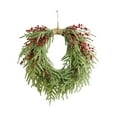 thumbnail image 1 of 19.6-Inch Real Touch Christmas Wreath, Norfolk Pine Artificial Wreath with Red Berries & Jute Bow for Front Door, Indoor & Outdoor Holiday Decor, 1 of 6