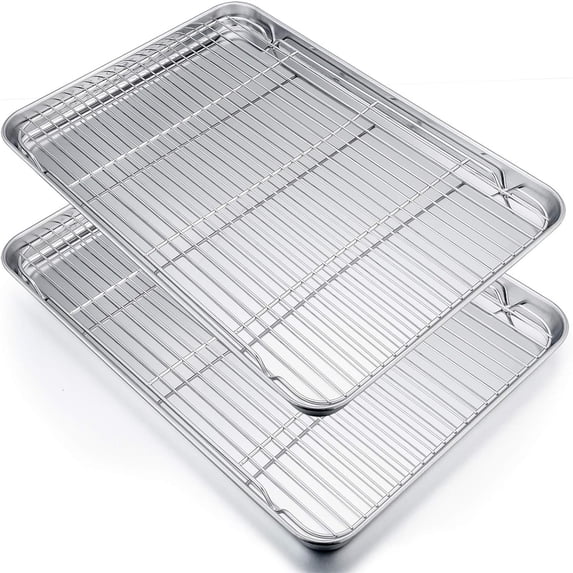 19 Inch Rack Extrusion 19.6 Inch Stainless Steel Baking Sheet with Rack Set (2 Pans+ 2 Racks ...