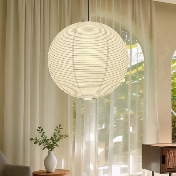 Mitavade Hanging Paper Lantern50cm Modern Round White Rice Paper Light Shades Ceiling Light Covers for Home Decor,Festival Parties,Living Room Kitchen