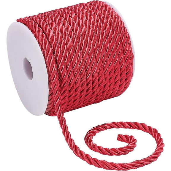 19.6 Yard Red Silk Rope 3-Ply Christmas Cording 5mm Twisted Cord Rope Twisted Cord Trim Twisted Rope