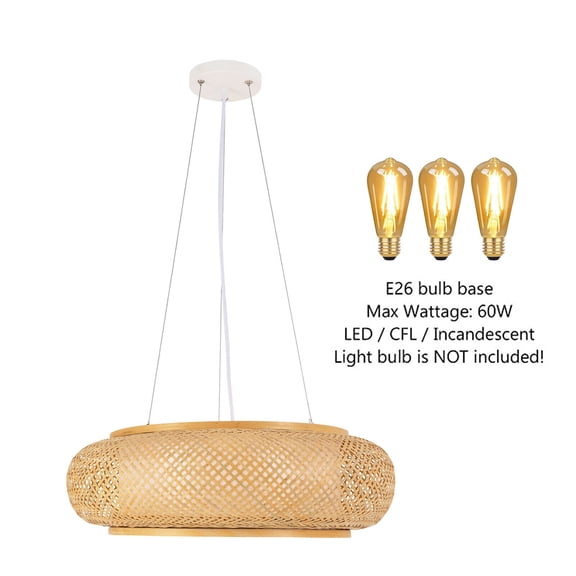 19.65inch Vintage Ceiling Lighting Fixtures Drum Shape Ceiling Mount Ceiling Light Creative Decoration Art Bamboo Light Handmade Industrial Lighting for Living Room, Bedroom, Balcony