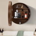 thumbnail image 1 of 19.68 Inch Round Bathroom Mirror Cabinet, Natural Wood Mirror Dressing Cabinet, Round Mirrors for Wall Decor, Walnut Color, 1 of 7