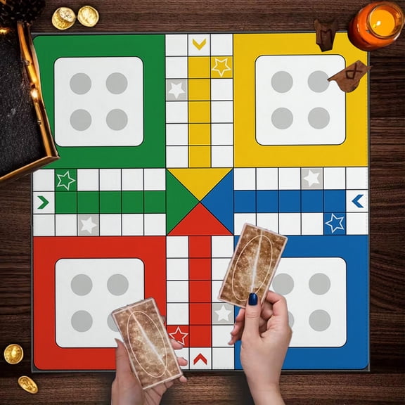 19.68" x 19.68" Ludo Game Mat, Classic Board Game Mat, Non-Slip Noise Reducing Table Cover, Portable Washable Game Mat for Ludo, Parcheesi, Family Game Night