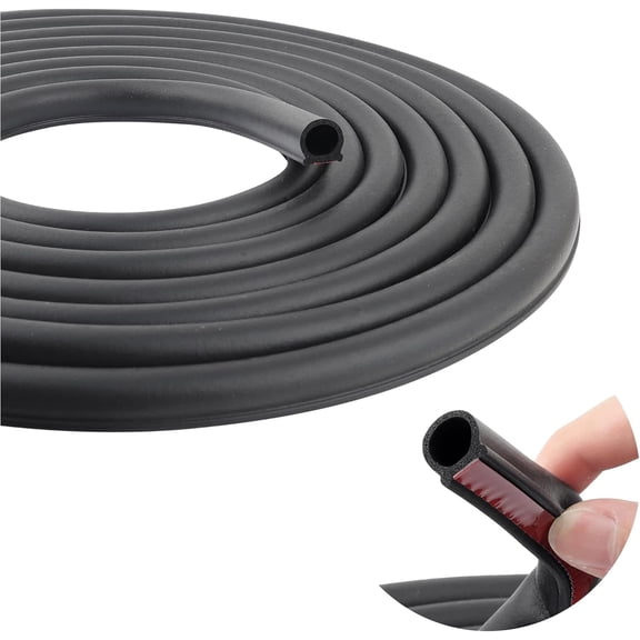 19.68Ft D-Shape  Rubber Seal Strip,Automotive Weather Stripping for Sealing Door Hood Trunk Window,Self- Soundproof  Door Seal Strip for   (19.68Ft)