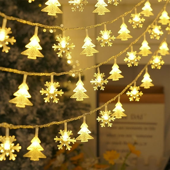 19.68ft Christmas Snowflake String Lights - Long LED Christmas Tree Lights, Plug-in Fairy Lights for Holiday Home, Party & Tree Decorating Props