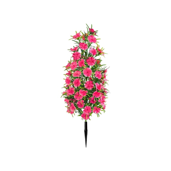 19.68in Artificial Pink Dianthus Chinensis Tree, UV Resistant Fake Carnation Ground Cuttings, Outdoor Garden Decor Stake for Patio Lawn Balcony, Wedding Party Decoration (Red)