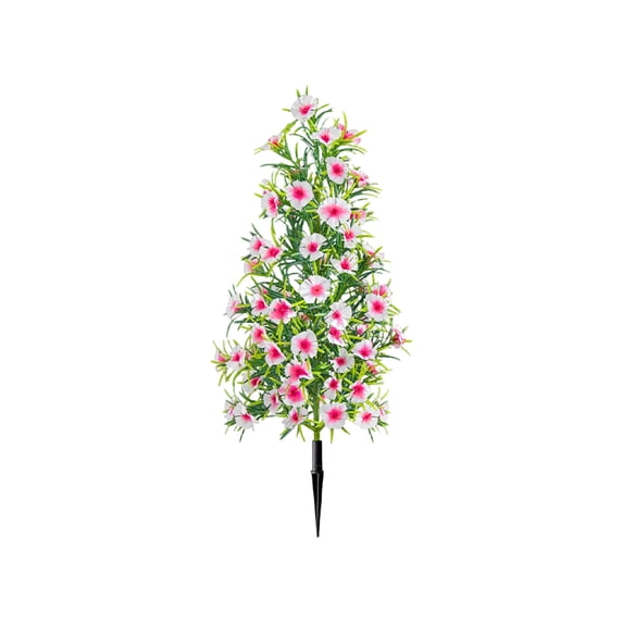19.68in Artificial Pink Dianthus Chinensis Tree, UV Resistant Fake Carnation Ground Cuttings, Outdoor Garden Decor Stake for Patio Lawn Balcony, Wedding Party Decoration (White)