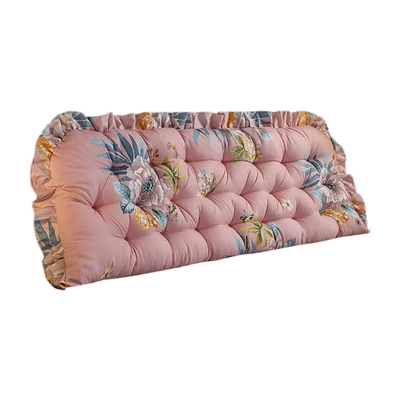 19.69*35.43-inch Decorative Backrest Pillow for Bed, Reading Pillow, with Non-Slip Straps and Lace-Edge Trim—the Perfect Back and Lumbar Support Pillow,Pink