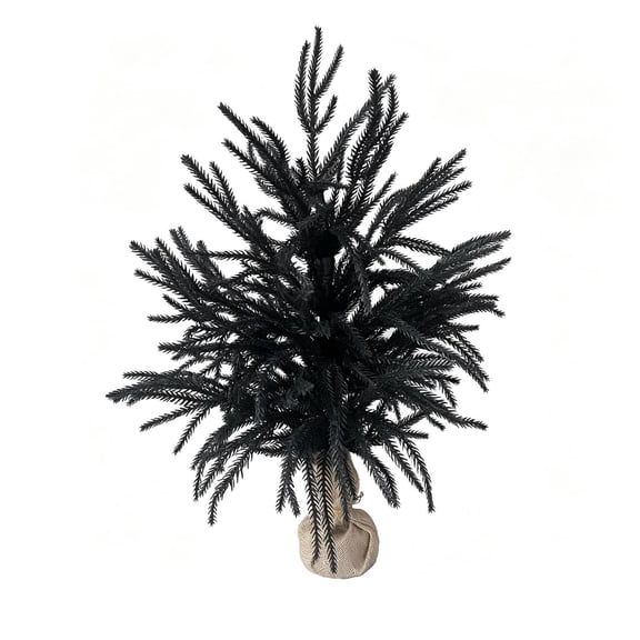 19.69 In Black Soft Pine Halloween Tree, Mini Tabletop Spooky Tree, Decor for Indoor Home Desktop Holiday