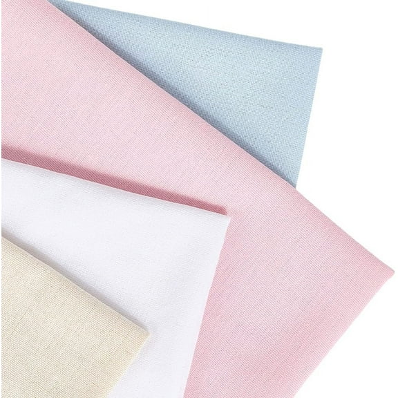 19.69 Inch 4Pcs Solid Colour Embroidery Fabric Nature Linen Needlework Fabric Square Linen Cloth Crafts for Sewing Making Garment Craft Cross Stitch Needle Embroidery Decoration Accessories
