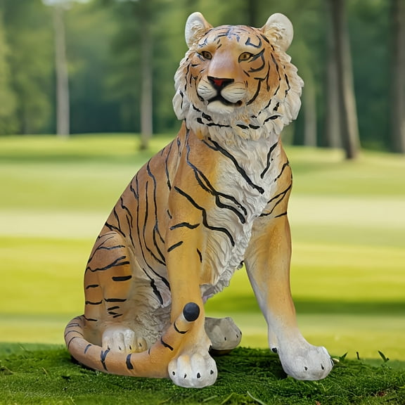 19.69-Inch Lifelike Siberian Tiger Statue, Realistic Orange & Black Striped Sculpture for Indoor Outdoor Home, Office, Zoo Decor, Wildlife Gift for Animal Lovers