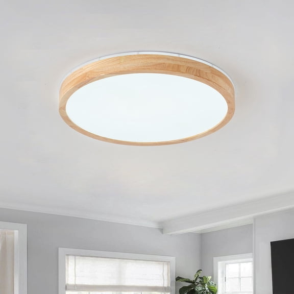 19.69" LED Flush Mount Ceiling Light, Vintage Round Ceiling Fixture with PVC Diffuser Shade for Dining Room, Bedroom, Balcony (Dimmable)