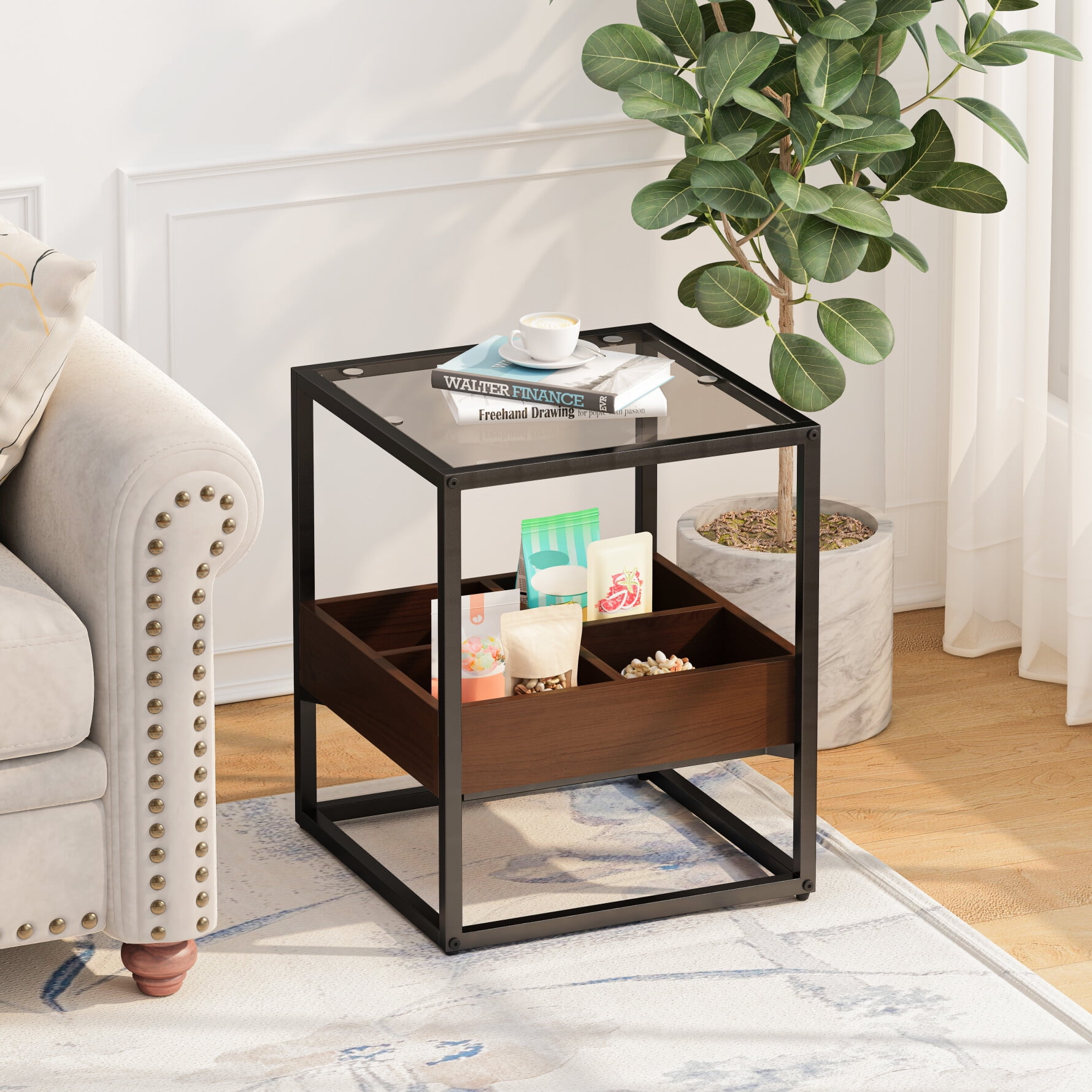 Home Living Room Sofa Side Table outlets Solid Metal Coffee Accent Table Display Shelf