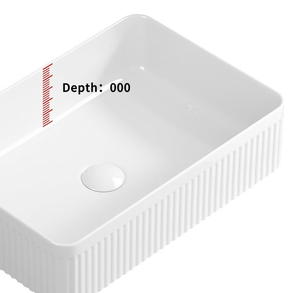 19.69" Rectangular Ceramic Vessel Sink - Milk White Above Counter Bathroom Vanity Sink, Deep Basin with Splash-Free Design, Modern Porcelain Art Basin