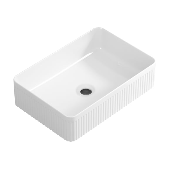 19.69" Rectangular Ceramic Vessel Sink - Milk White Above Counter Bathroom Vanity Sink, Deep Basin with Splash-Free Design, Modern Porcelain Art Basin
