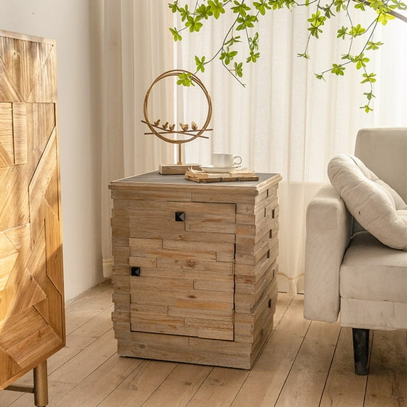 19.69 " Retro Coffee Table, Vintage Style Fashion Splicing Design Table, Fashion Living Room Table for Office, Dining Room, Reception Room, Bedroom, Natural