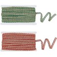 thumbnail image 1 of 19.69 Yards(18m) Christmas Polyester Lace Ribbon 2 Colors Scroll Braid Trim 2 Cards Wavy Ribbon Embellishment Polyester Garment for Sewing Gift Packaging, 1 of 9