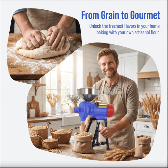19.69 in Electric Dry Grinder, 550W Grain Flour Mill, Stable Metal Stand, for Community Kitchen & Cooking Training Classroom