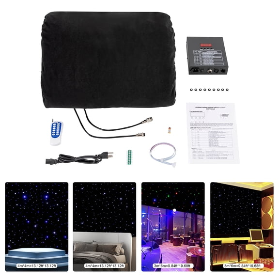 19.69FTx9.84FT/ 3m x 6m LED Stage Starry Sky Cloth with Controller, Foldable Drape Starlight Backdrop Background LED Star Curtain 8CH LED Stage Backdrop for Wedding Christmas Party Club Show