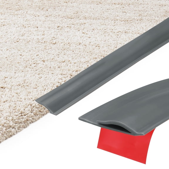 19.69Ft x 1.3" x 0.22" Self-Adhesive Carpet Edge Strip, TPE Gap Cover, Dark Gray