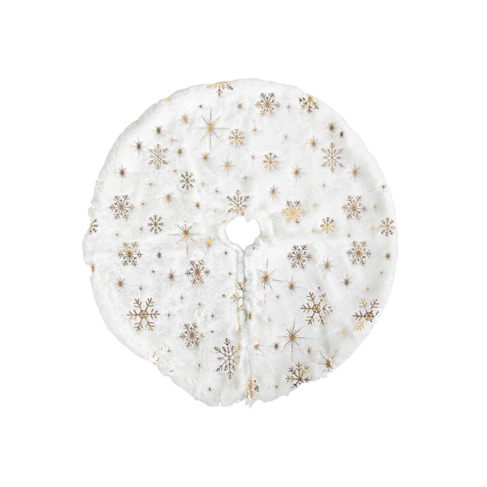 19.69Inch Christmas Tree Skrit, White Faux Fur Tree Skirt, Gold Sequin ...
