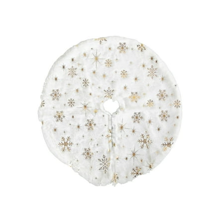 19.69Inch Christmas Tree Skrit, White Faux Fur Tree Skirt, Gold Sequin Snowflakes Tree Skirts, Christmas Plush Tree Skirts, Christmas Tree Decorations