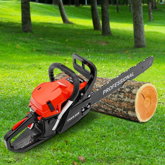 19.69in Max Cutting Diameter Chainsaw, 58cc Displacement, Air-Cooled 2-Stroke Engine, PP & Manganese Steel, for Forest Felling & Pruning