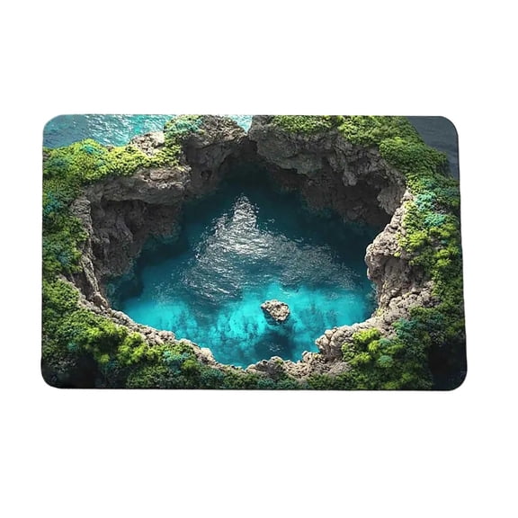 19.69x31.50 Inch 3D Visual Rug Non- Floor Mat Blue Water Stone Look Doormat for Indoor Outdoor Use in Bedroom Living Room Porch Terrace Entrance Decor