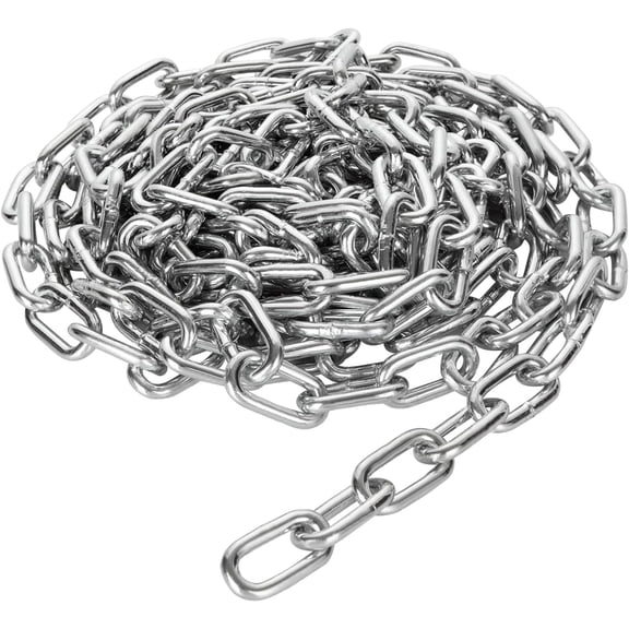19.6ft (6 m) Length Galvanized Steel Chain, 0.23 Inch(6 mm) Heavy Duty Coil Chain, Stainless Steel Link Chain for Home Outdoor Fence Gate, Garage Doors, Swing Chain, Bicycle Security Lock