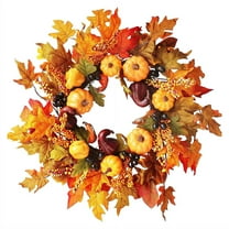 19.6in Artificial Pumpkin Flower Wreath for Front Door, Autumn Harvest Wreath, Decoration for Front Door, Indoor, Blessings of Autumn