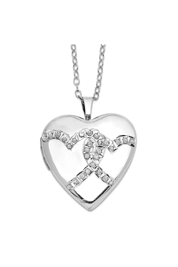 19.6mm 925 Sterling Silver Platinum Plated Diamond Mystique Love Heart Locket Necklace Locket Necklace for Women