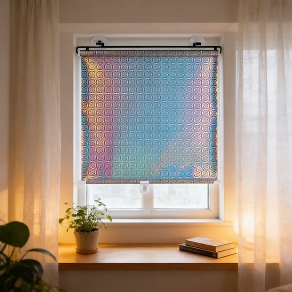 19.6x49.2in White Adjustable Roller Shade - Premium Blackout Polyester No Drill Sunscreen, Light Blocking Suction Cups, Bedroom, Living Room, Office Car Bathroom Use, 1pc