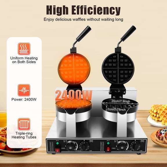 19.7*15.4*11.8 Modern Double Head Waffle Maker Electric Digital Muffin Baker Waffle Making Machine