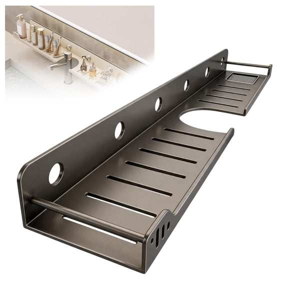 19.7"/15.7" U Shaped Faucet Shelf For Vacuum Suction Cup Sink Caddy Organizer, No-Drill Over-the-Faucet Storage Shelf With Suction Cups, Wall-Mounted Aluminum Faucet Organizer For Bathroom Kitchen