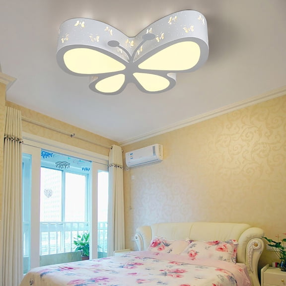 19.7*3.9 Modern White Butterfly LED Ceiling Light Girl Bedroom Lamp 110V Ceiling Mount for Living Room