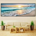 thumbnail image 1 of 19.7*59 inch Beach Wall Art for Living Room - Ocean Pictures Sunset Canvas Pictures Wall Decor,Blue Sky and Coastal Scenery Seascape Paintings for Bedroom Bathroom Office Home, 1 of 6