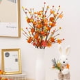 thumbnail image 1 of 19.7" Artificial Maple Leaves Branches Autumn Pumpkin Berry Twig Stem Orange Fall Stems Fake Artificial Flower Picks for Thanksgiving Christmas Harvest Festival Decoration DIY Floral Arrangements, 1 of 9