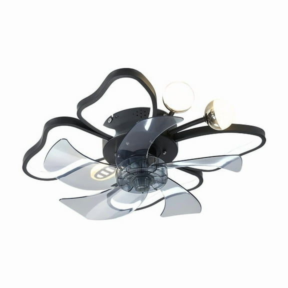 19.7" Butterfly Ceiling Fan with Light and Remote, Black Flush Mount Modern Fandelier for Bedroom or Living Room, Quiet 6-Speed with Timer, Kids Room Favorite