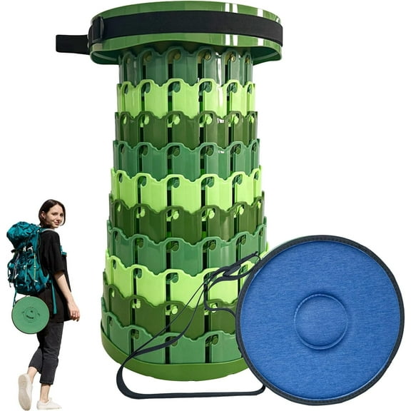 19.7” Heavy Duty Collapsible Stool with Cushion - Portable, Foldable Camping Stool for Adults, Max Capacity 1000lbs