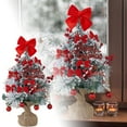 thumbnail image 1 of 19.7 Inch Artificial Christmas Tree with LED Lights, Pre-Decorated Mini Tabletop Xmas Tree with Ornaments, Bow, and Snow, Holiday Decor for Home and Business, 1 of 7