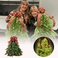 thumbnail image 1 of 19.7 Inch Handmade Christmas Tree Wreath with LED Lights, Large Xmas Door Decor with Bow and Berry Accents, Farmhouse Holiday Decor for Indoor Outdoor Window Wall Use, 1 of 8
