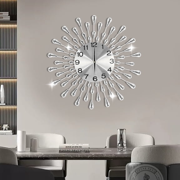 19.7 Inch Large Wall Clock Modern Big Crystal Non-Ticking Quiet Wall Clock Decor for the Living Room, Hallway, Office