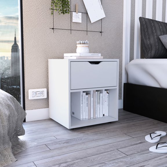 19.7-Inch Tall End Table | Smooth Sliding Drawer | Bathroom Use